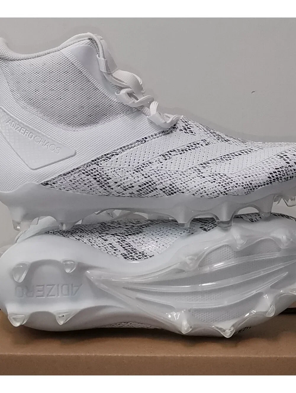 🔥⚽ Adidas Adizero Chaos Mid Football Cleats White Snakeskin Men Size 8.5 IE4005